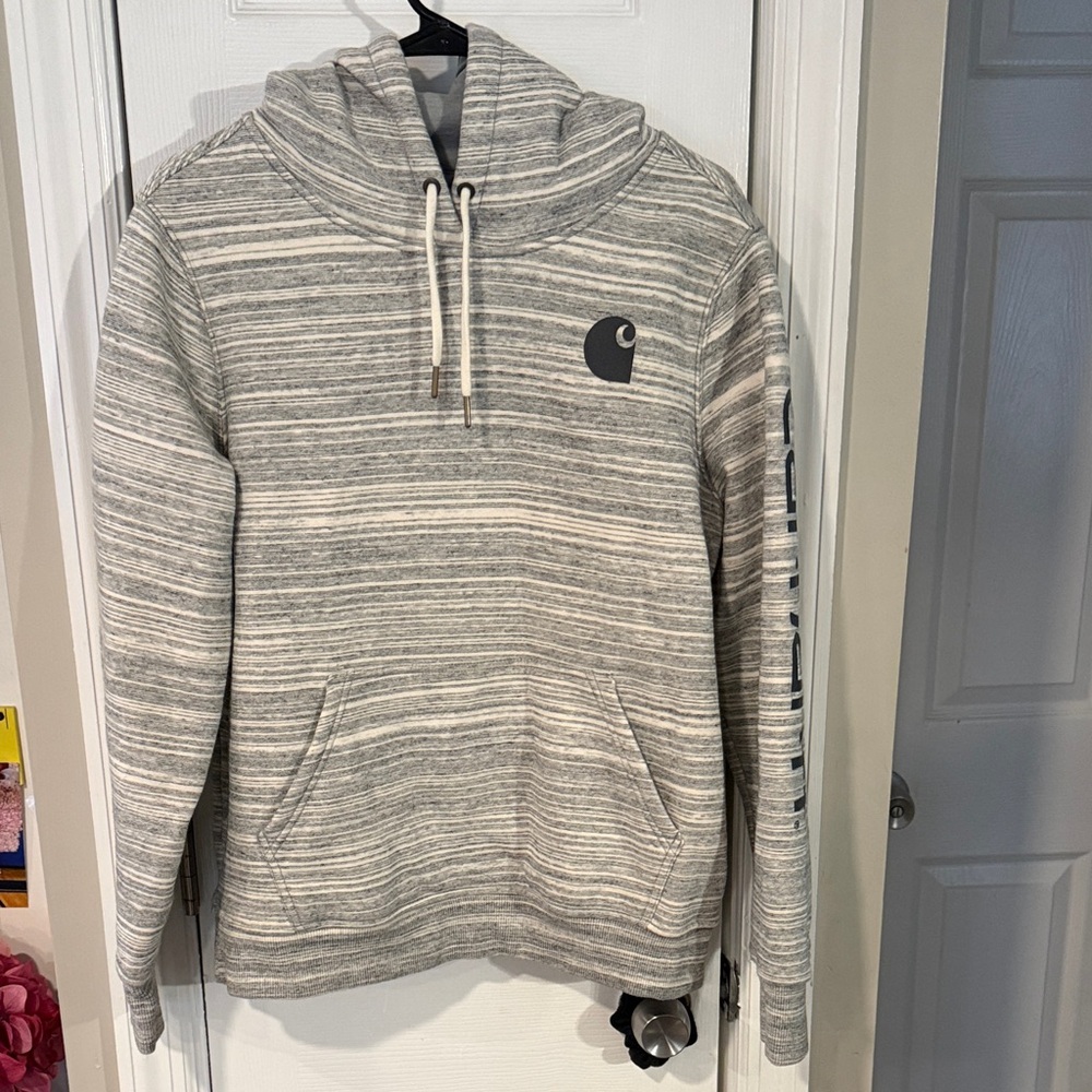 Carhartt Gray Striped Hoodie M